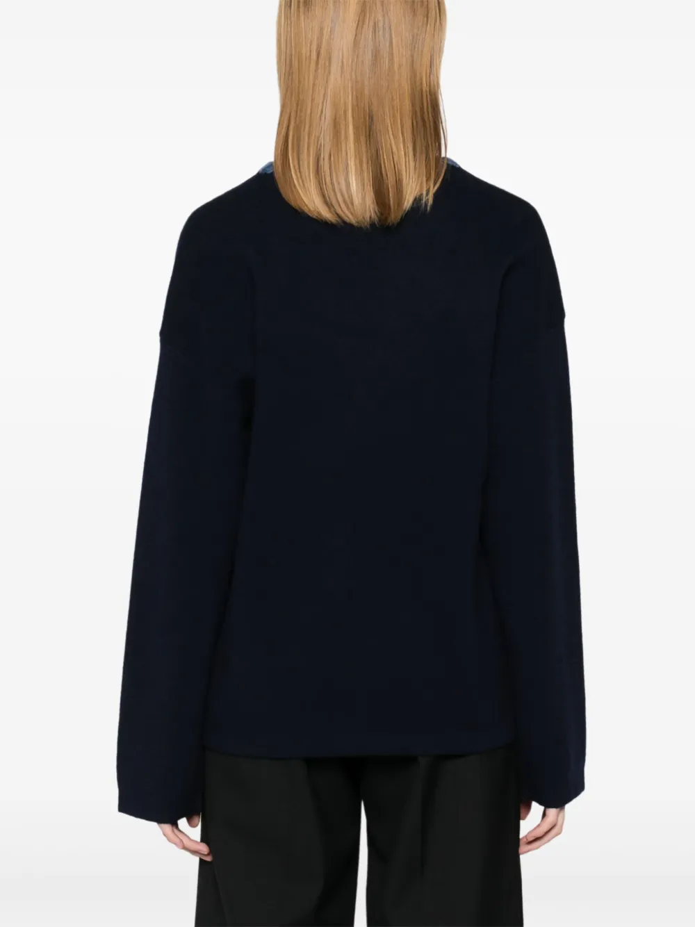 SANDRO DENIM-TRIM CARDIGAN