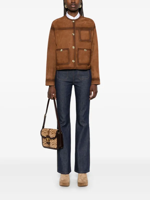 フランス発 Sandro スウェード生地がオシャレ! 茶色 ジャケット SANDRO スエード ジャケット | ブラウン | FARFETCH JP
