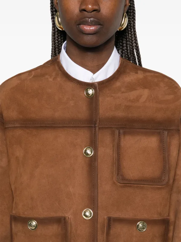 フランス発 Sandro スウェード生地がオシャレ! 茶色 ジャケット SANDRO スエード ジャケット | ブラウン | FARFETCH JP