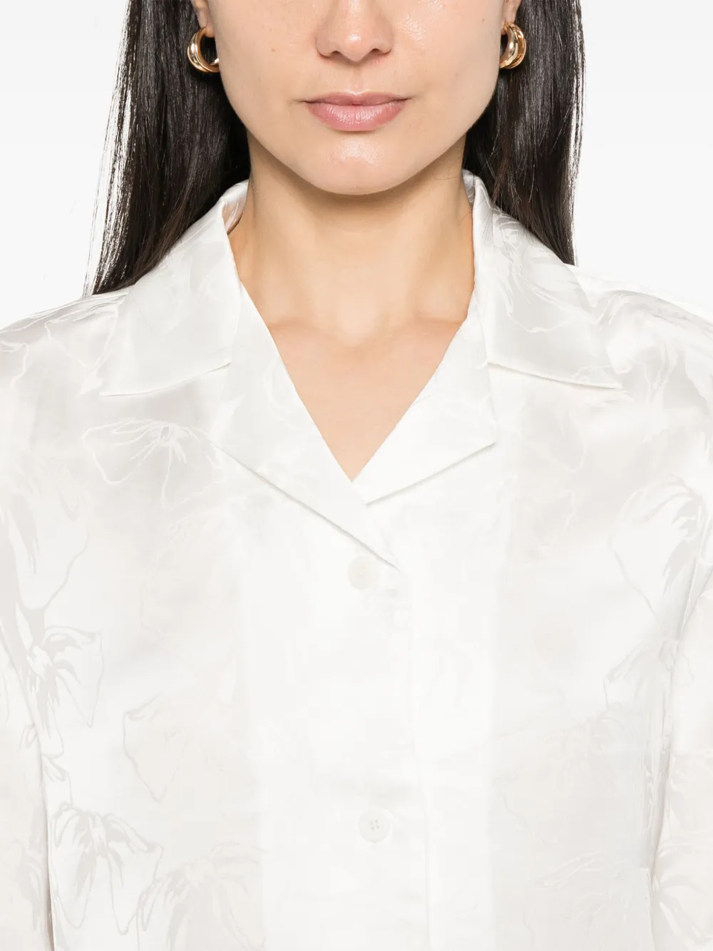 SANDRO Cropped blouse met bloemen jacquard Wit