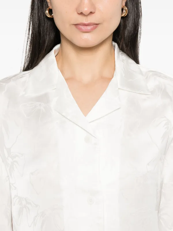 SANDRO jacquard-flowers Cropped Shirt | White | FARFETCH