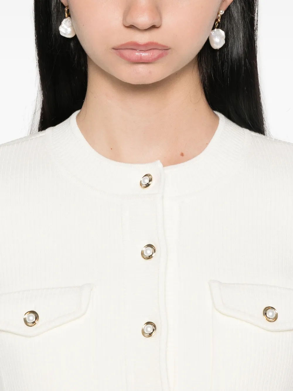 SANDRO Ribgebreid vest Wit
