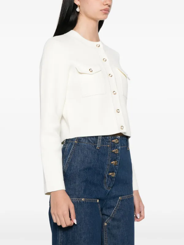 SANDRO リブニット カーディガン | ホワイト | FARFETCH JP SANDRO リブニット カーディガン | ホワイト | FARFETCH JP