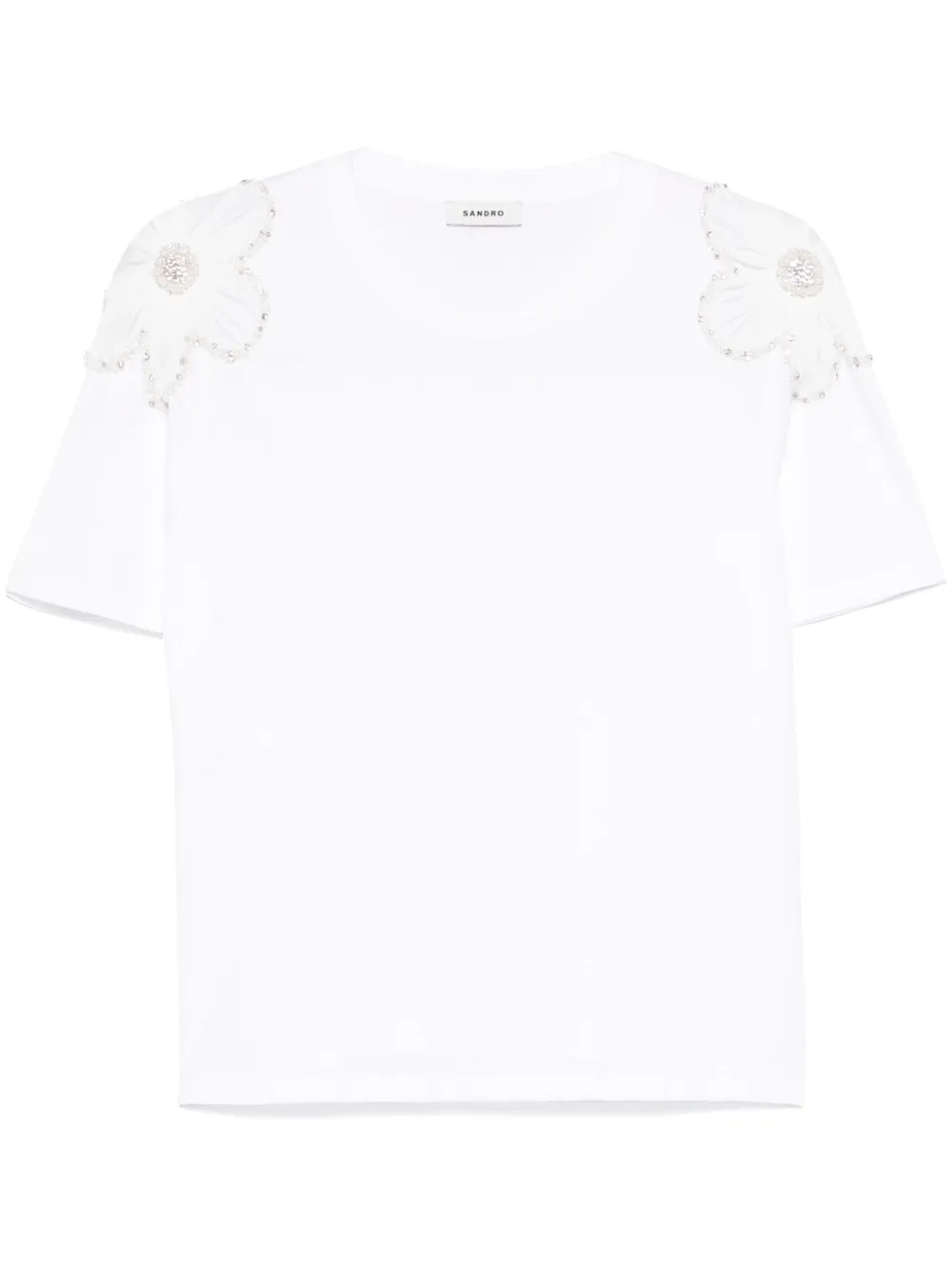 SANDRO floral-appliqué T-shirt | White | Image 1