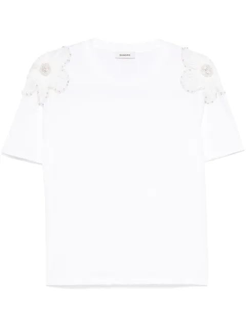 SANDRO floral-appliqué T-shirt