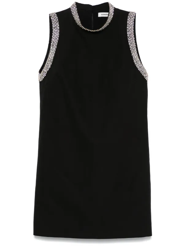 SANDRO rhinestone-embellished Mini Dress | Black | FARFETCH