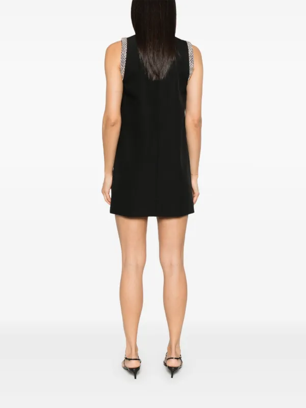 【sandro】ブラック メッシュ ミディワンピース クリスタル付き SANDRO rhinestone-embellished Mini Dress | Black | FARFETCH