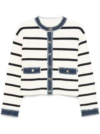 sandro カーディガン　新品未使用 SANDRO ストライプ カーディガン | ニュートラル | FARFETCH JP