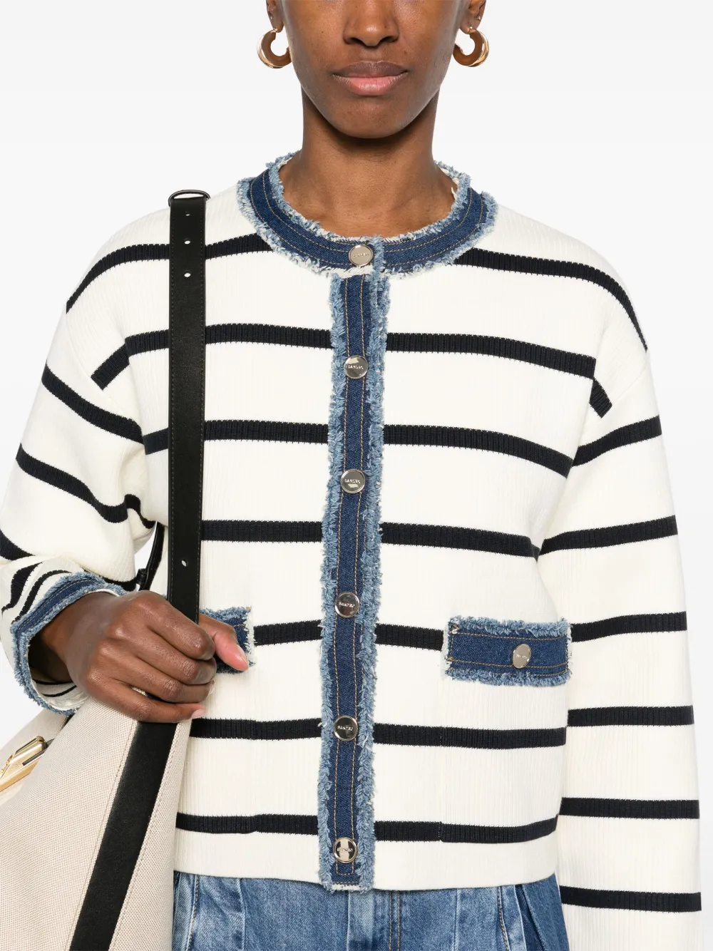 SANDRO Gestreept vest Beige
