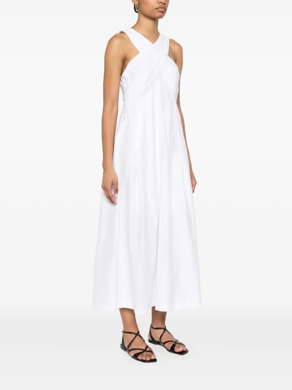SANDRO crossover-detail Maxi Dress | White | FARFETCH JO