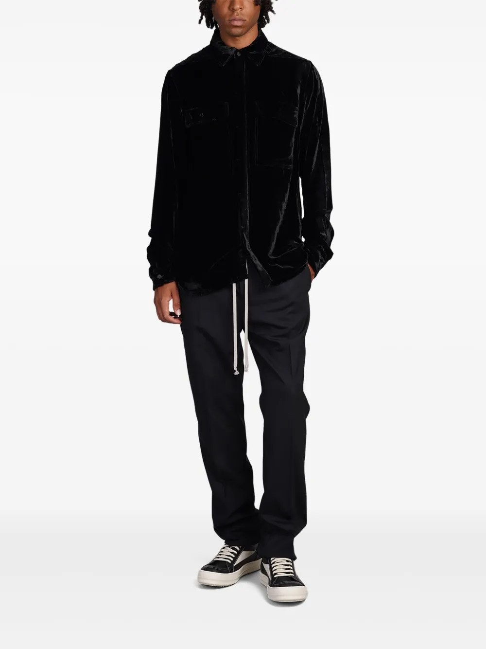 Rick Owens velvet shirt - Zwart