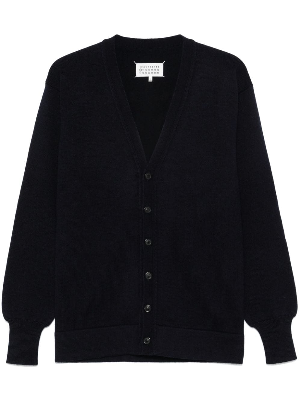 Shop Maison Margiela Virgin-wool Knitted Cardigan In Blue