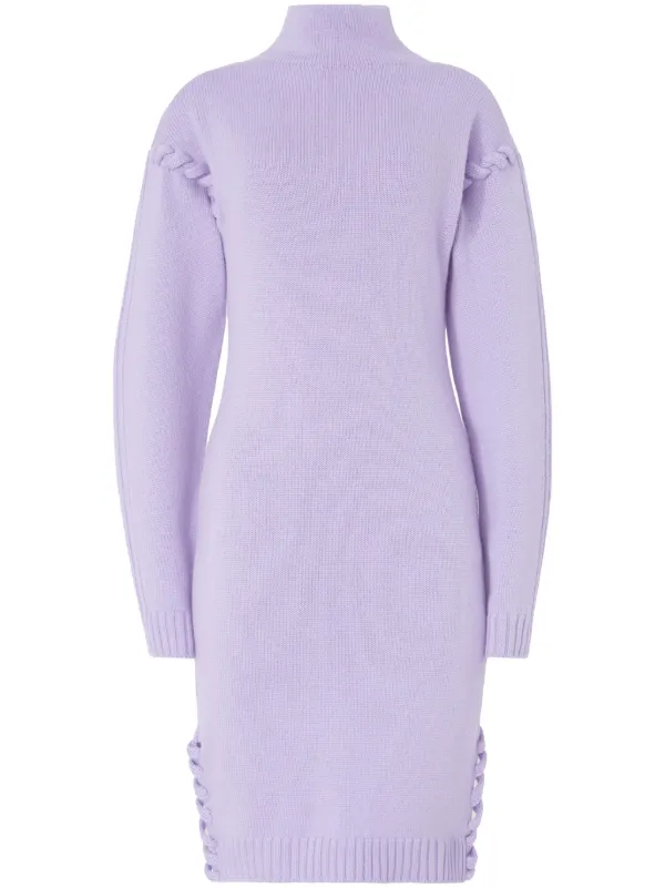 Genny tubular stitching Wool Dress Purple FARFETCH CA