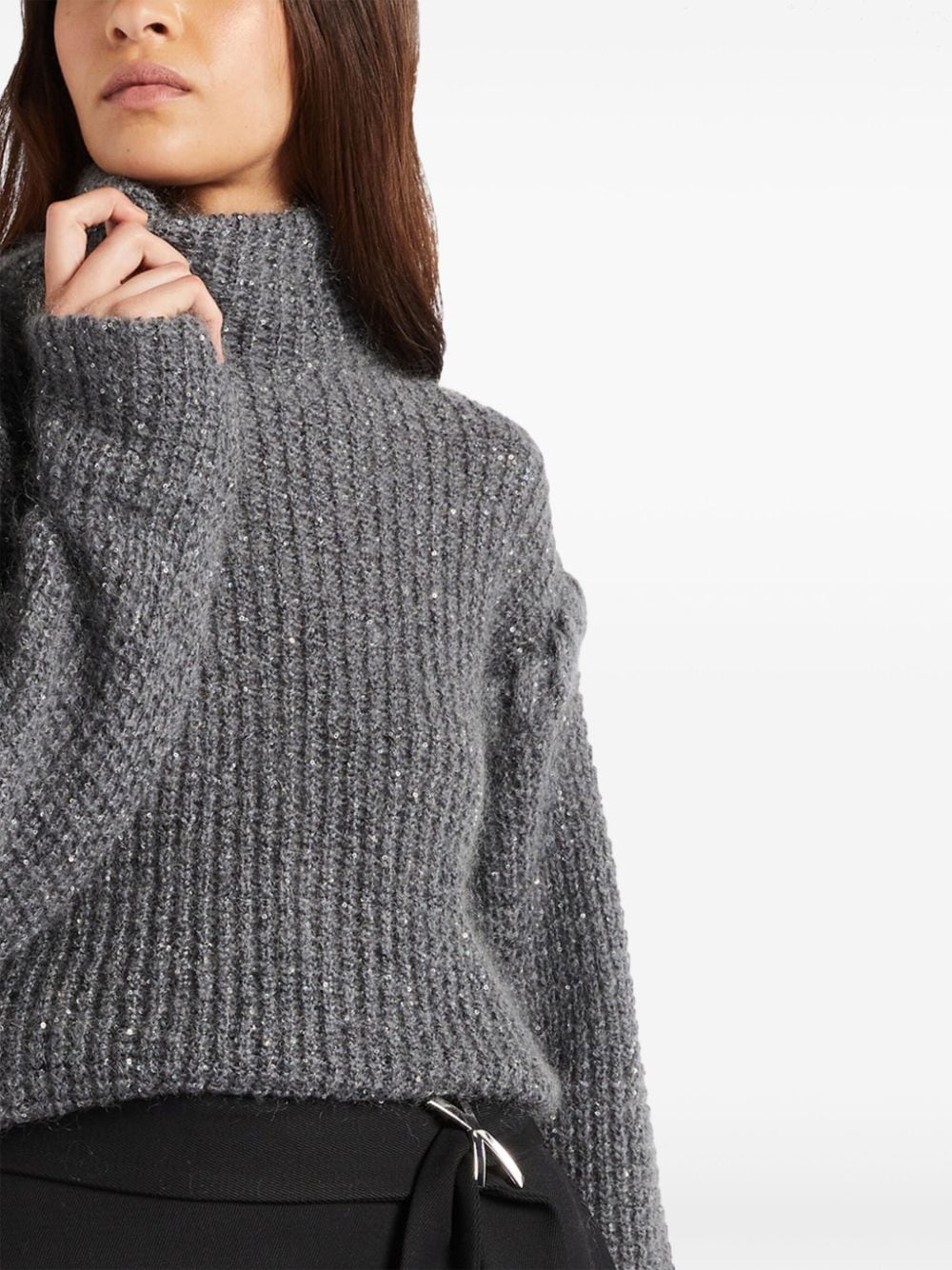 Shop Genny Turtleneck Detailed-armholes Sweater In Grau