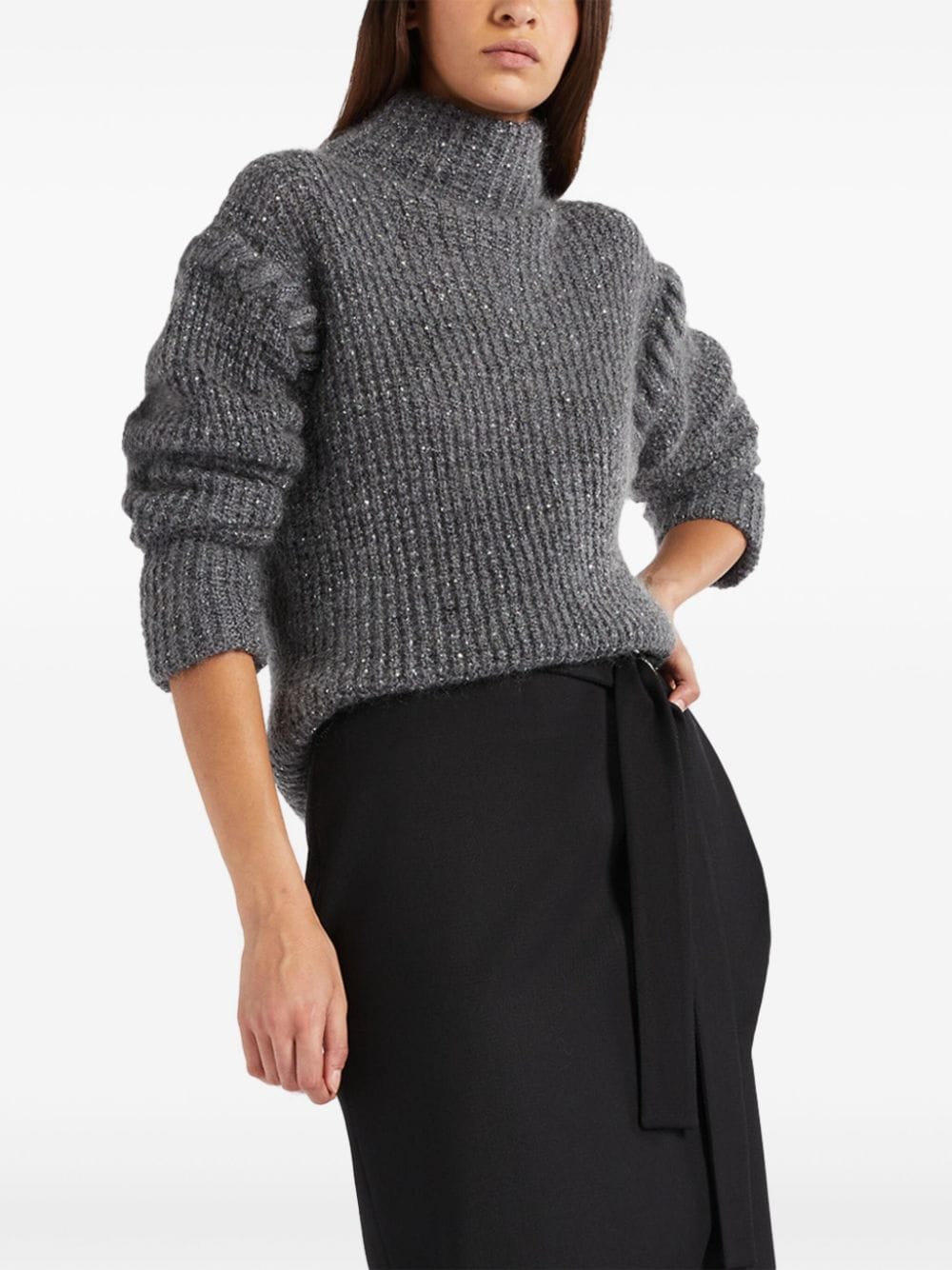 Shop Genny Turtleneck Detailed-armholes Sweater In Grau