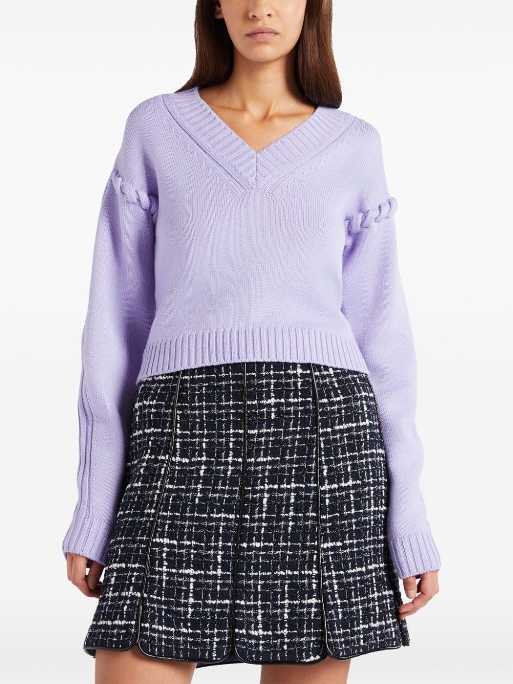 Shop Genny Tubular-stitching Wool Sweater In Violett