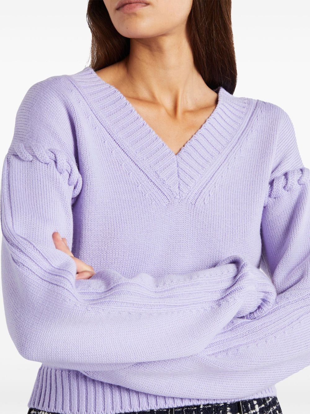 Shop Genny Tubular-stitching Wool Sweater In Violett