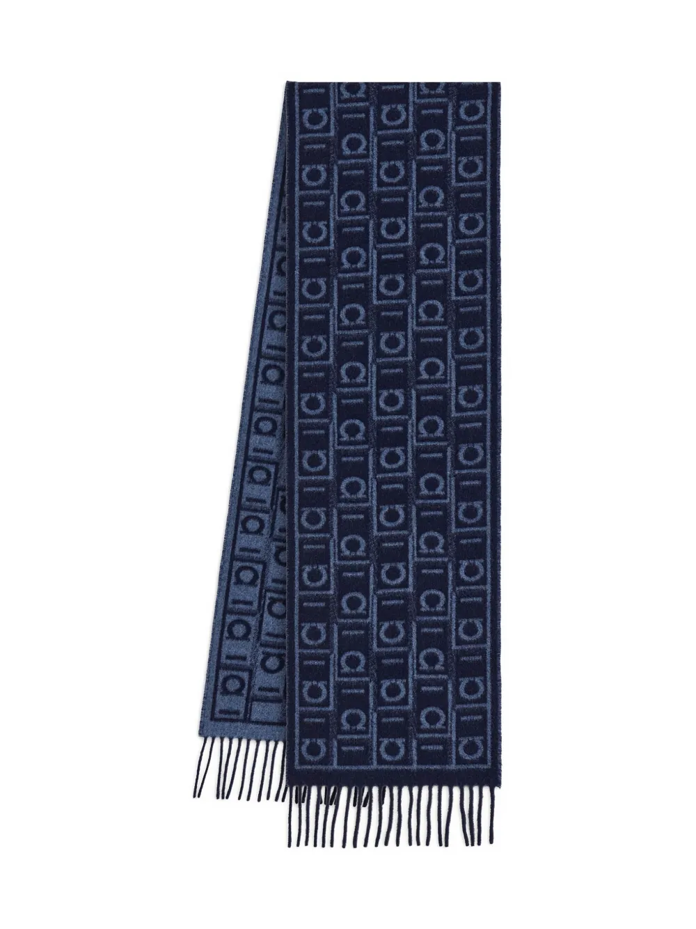 Ferragamo Sjaal met monogramprint - Navy Blue/Oxford Blue