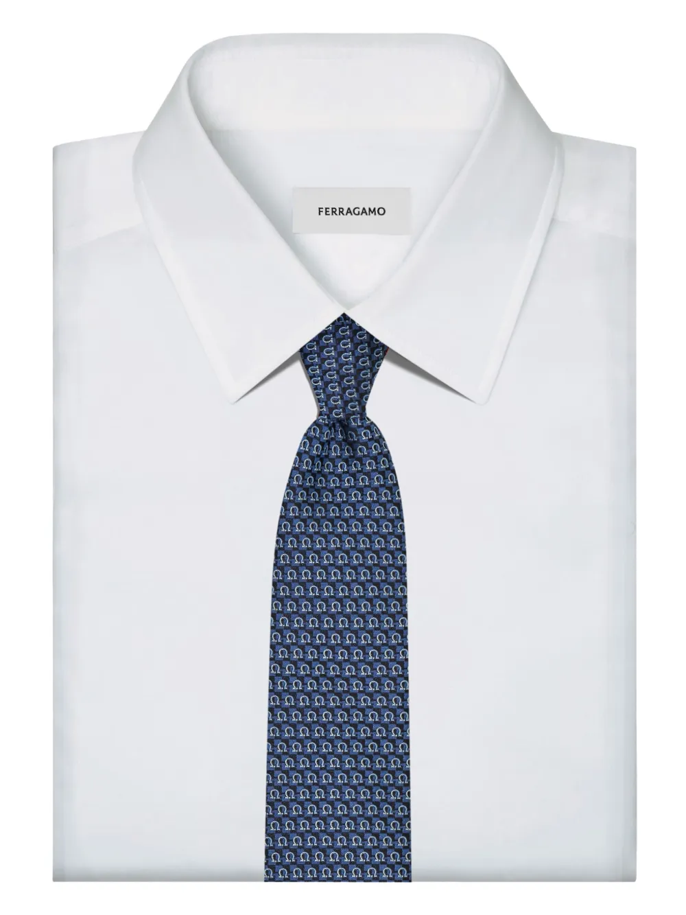 Ferragamo Stropdas met jacquard Blauw