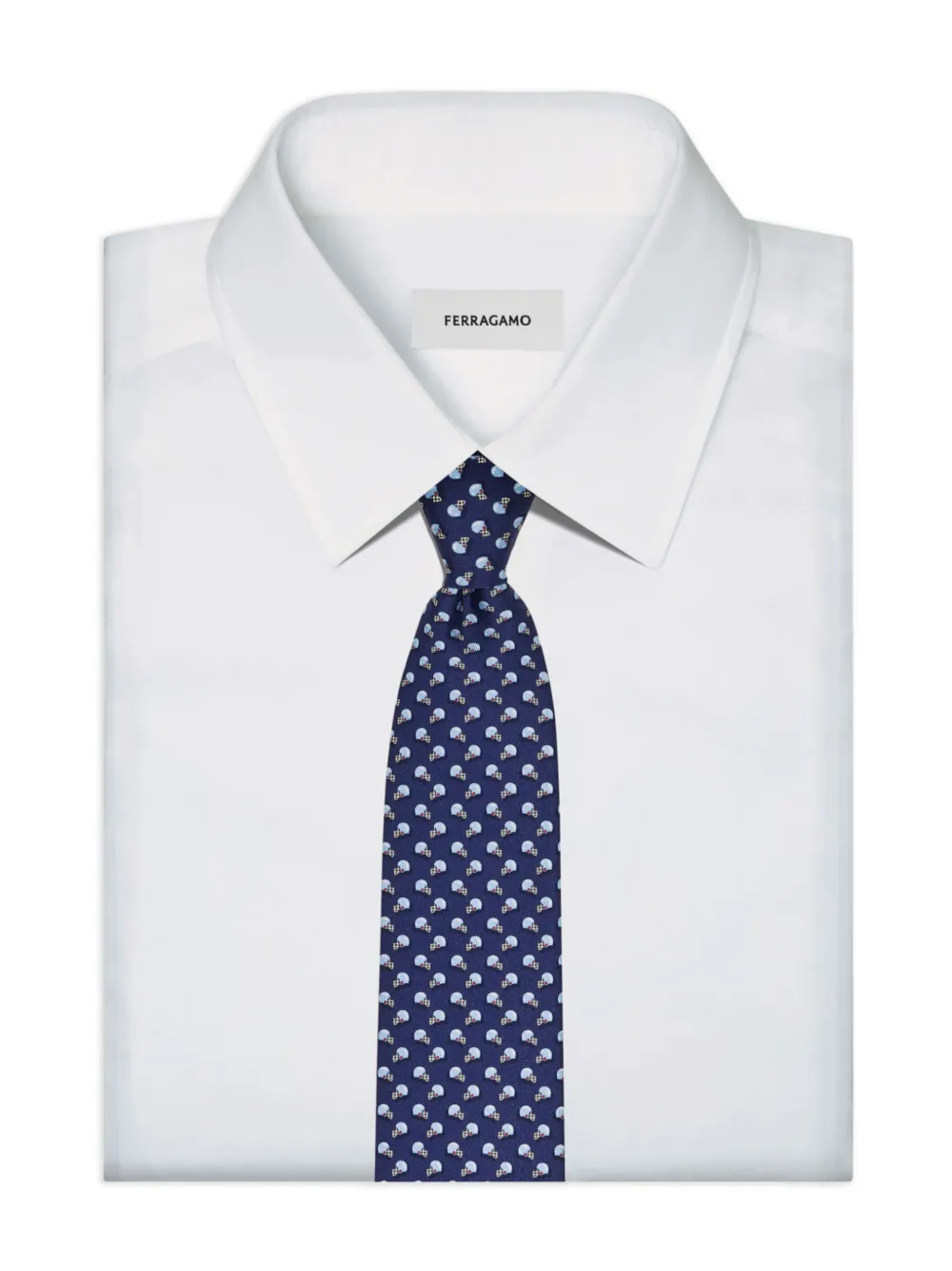 Ferragamo Zijden stropdas met print Blauw