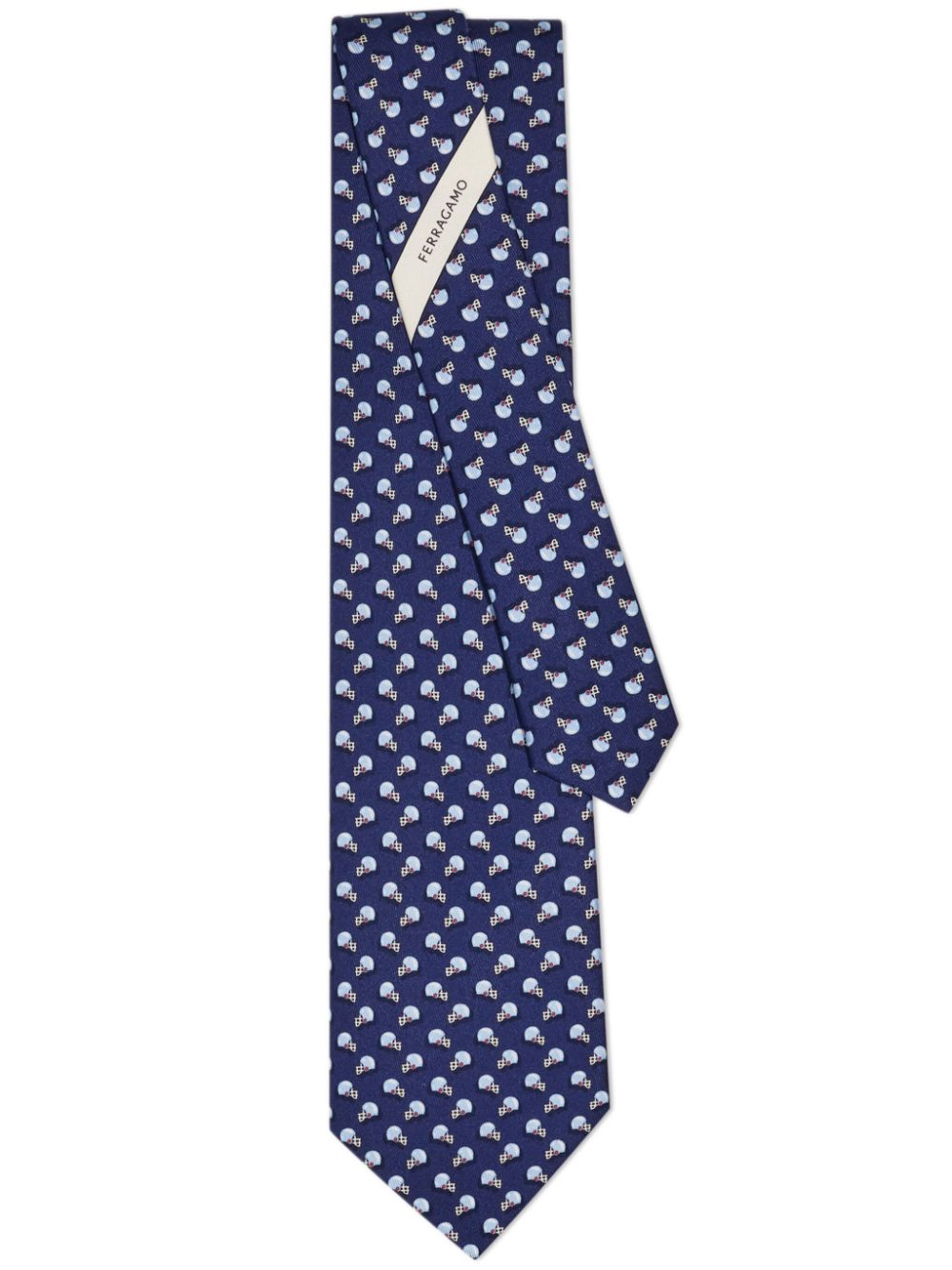 Ferragamo Football-print silk tie - Blue