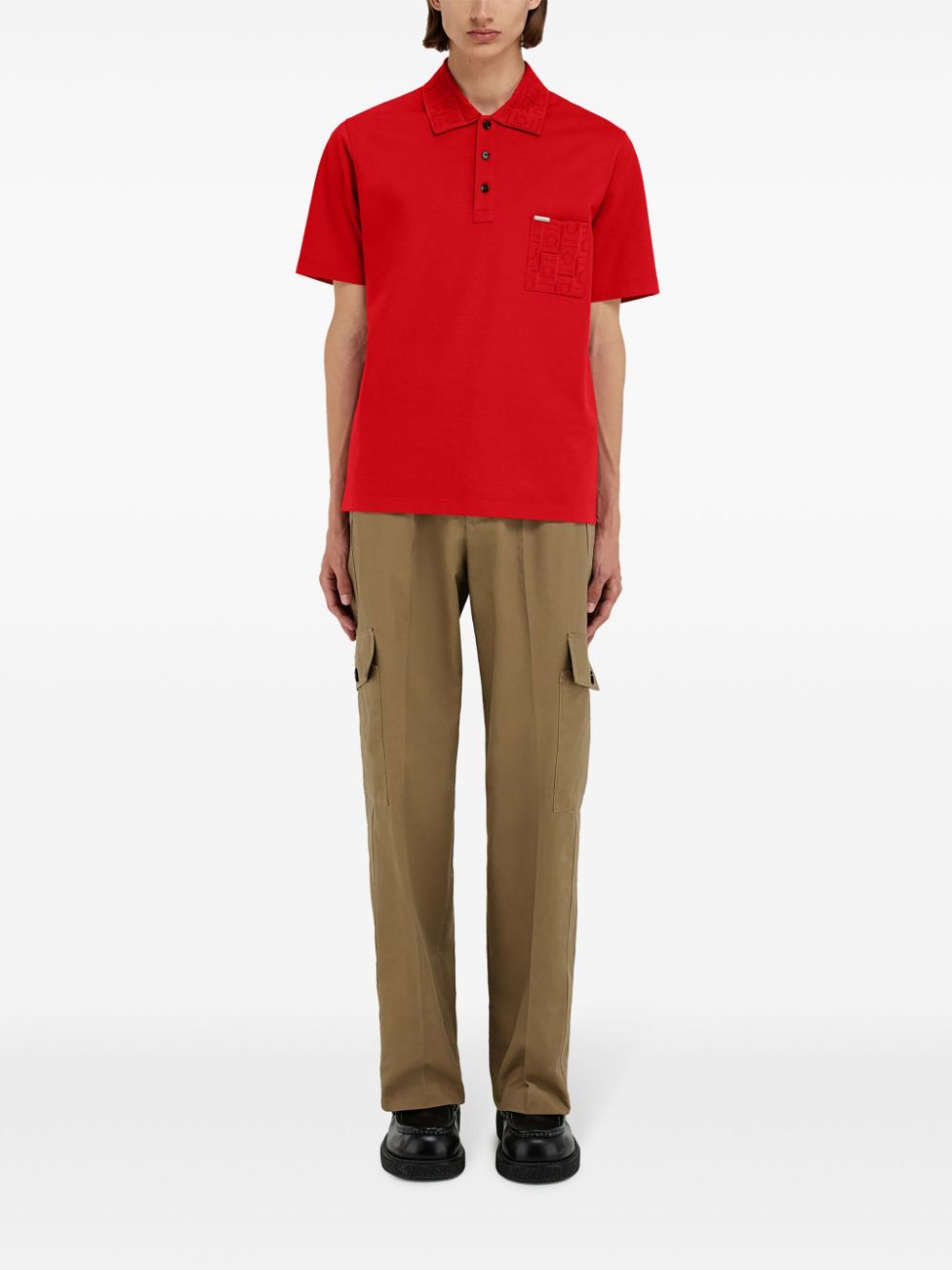 Ferragamo jacquard detailing polo shirt - Red