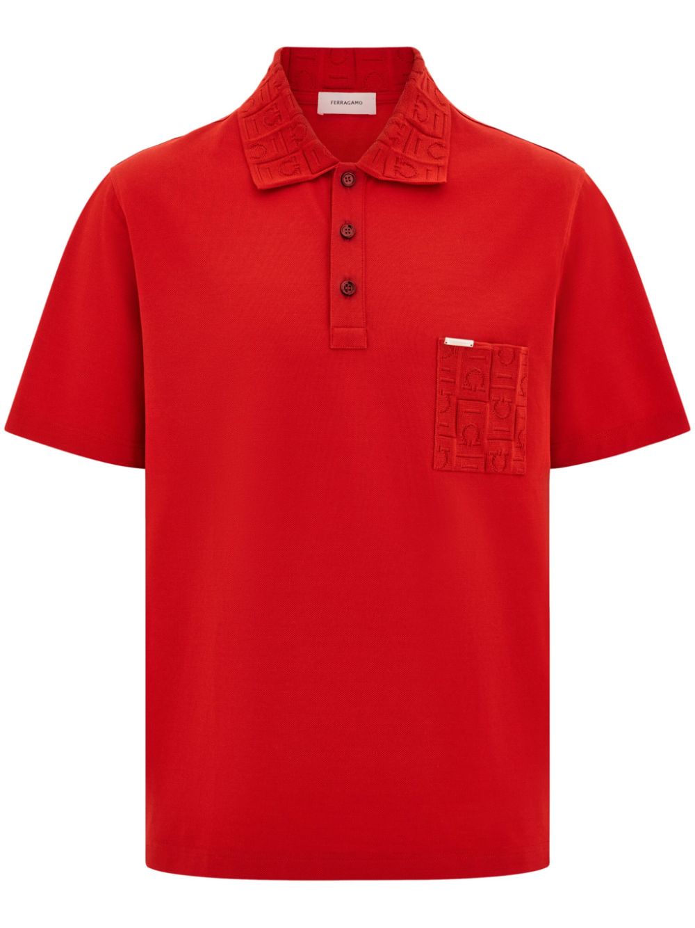 Ferragamo jacquard detailing polo shirt - Red