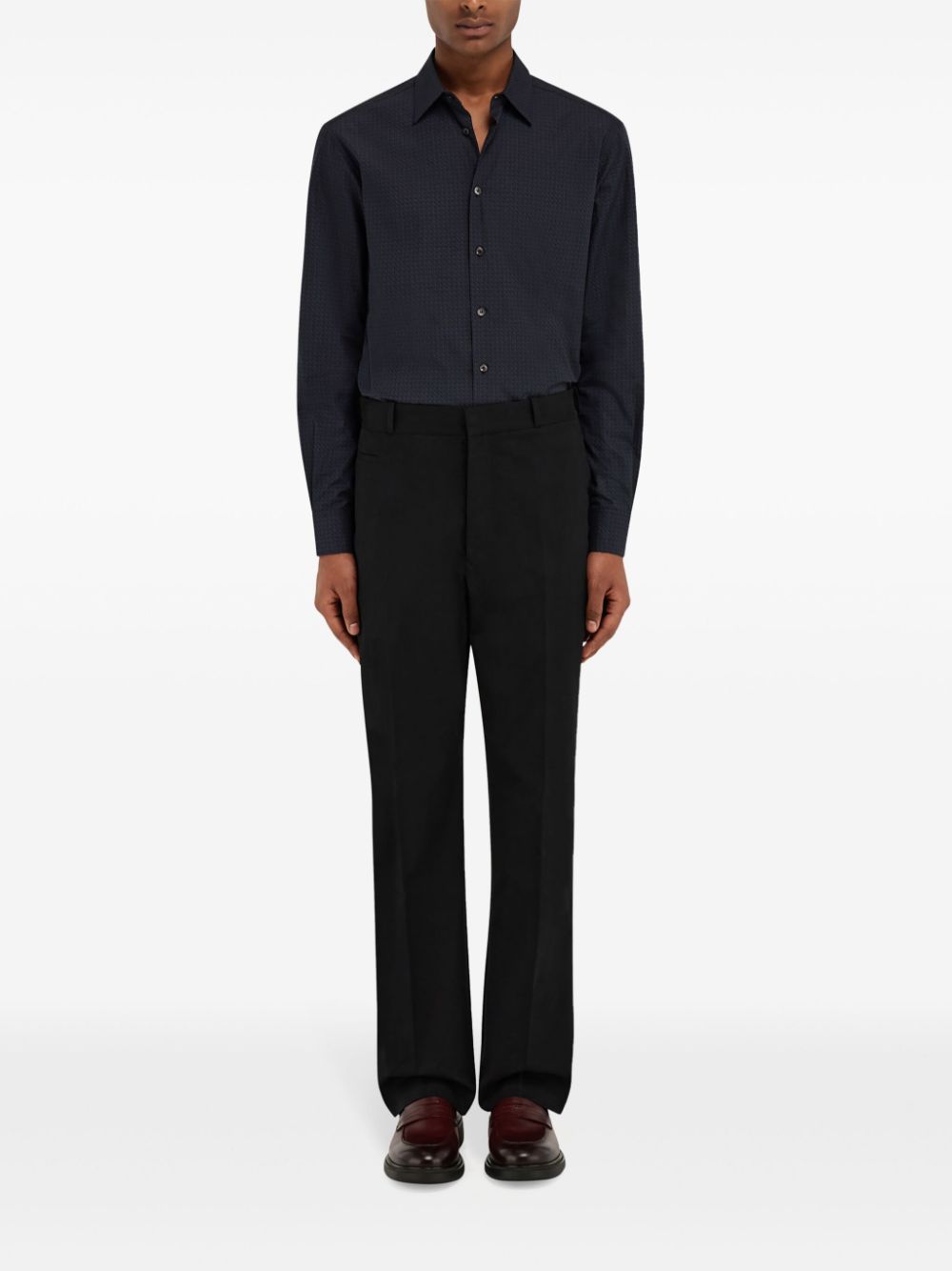 Ferragamo logo-tag cotton straight-leg trousers - Black