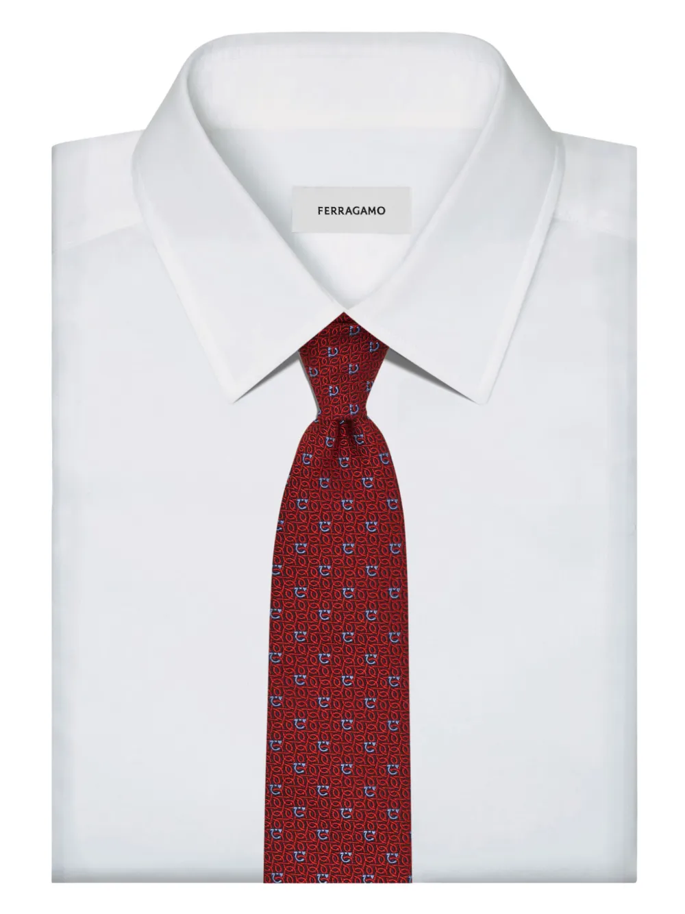 Ferragamo Stropdas met jacquard Rood