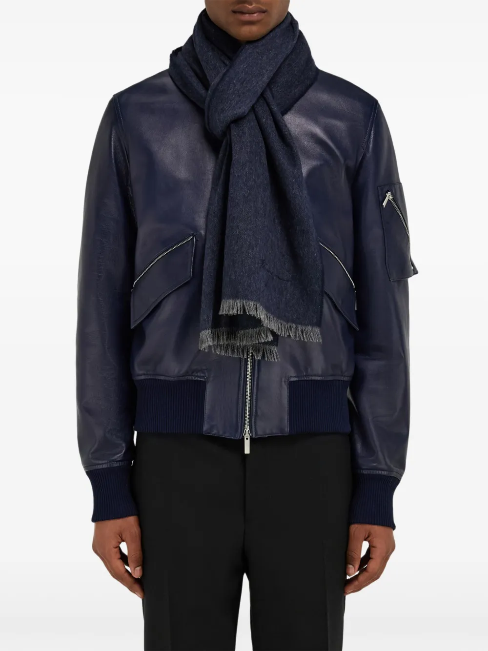 Ferragamo Sjaal met franje Blauw
