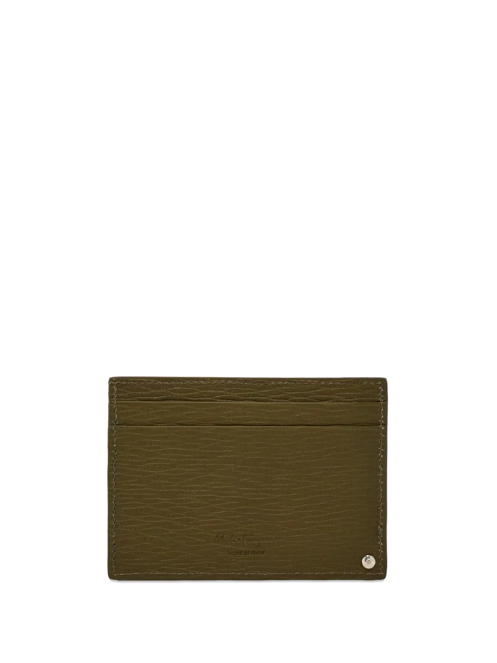 Ferragamo Gancini-plaque Leather Cardholder In Verde Oliva/testa Di Moro/caffè