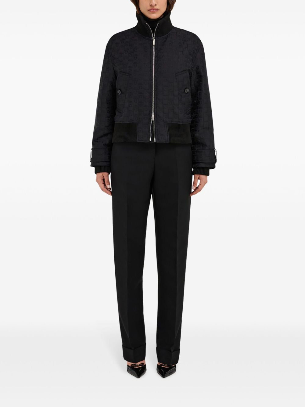 Ferragamo monogram-pattern bomber jacket - Black