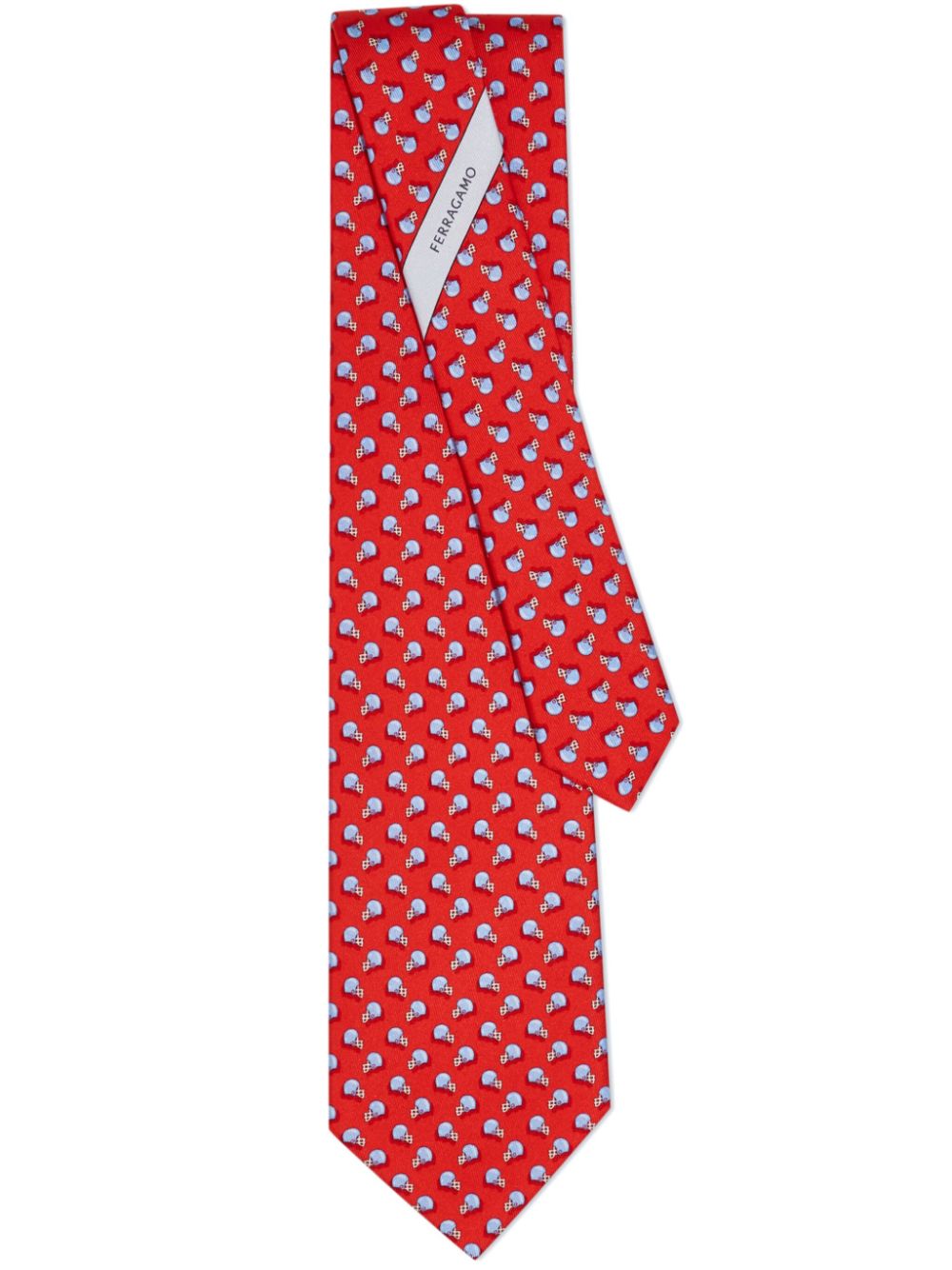 Ferragamo Football-print silk tie - Red