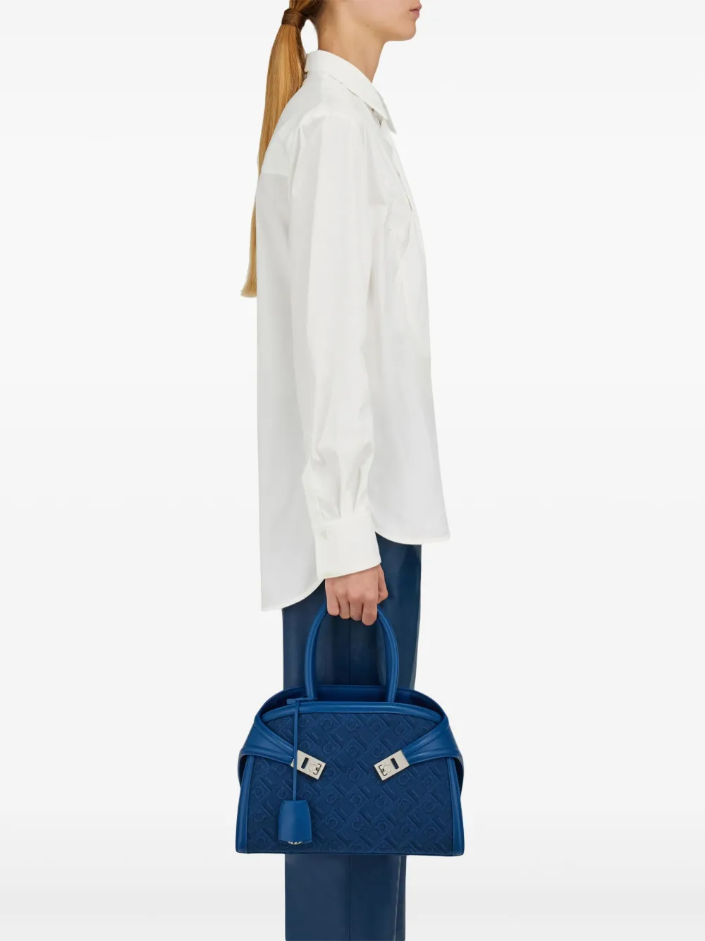 Ferragamo The Jacquard kleine shopper - Blauw
