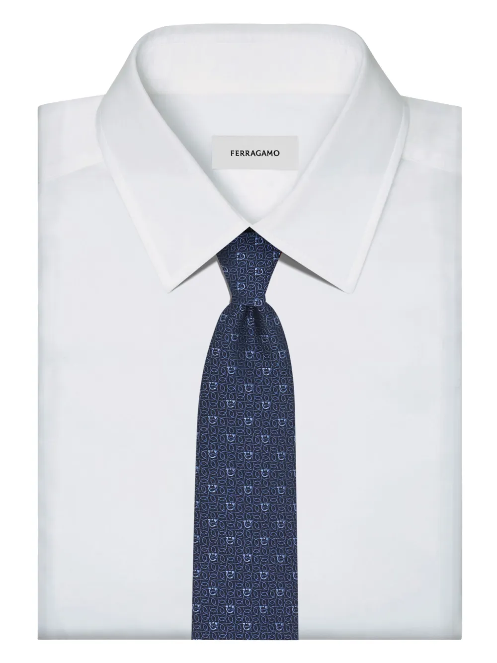 Ferragamo Stropdas met jacquard Blauw