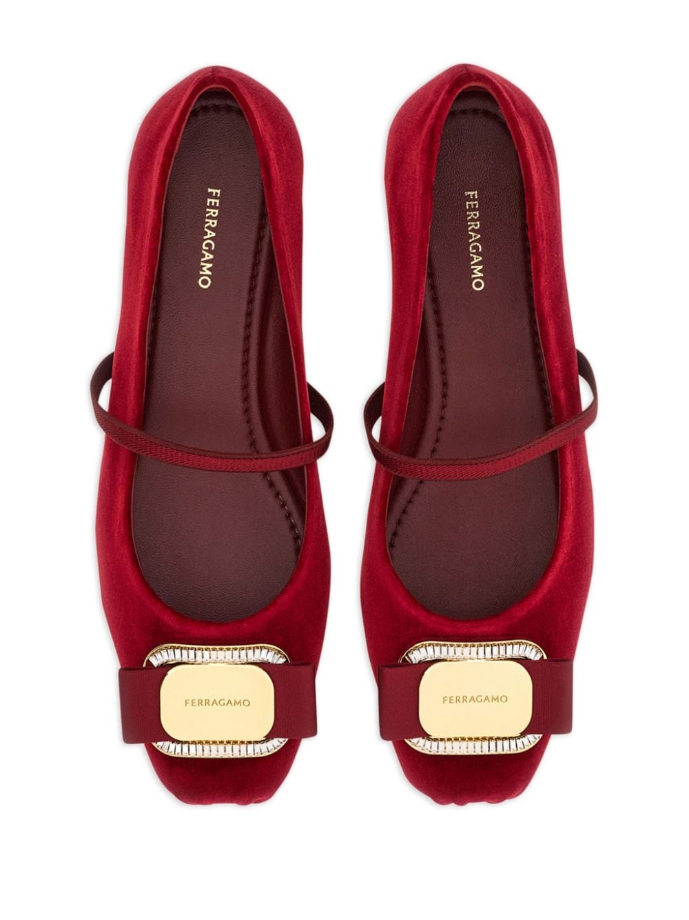 Shop Ferragamo Mary Jane Ballerina Shoes In Rot