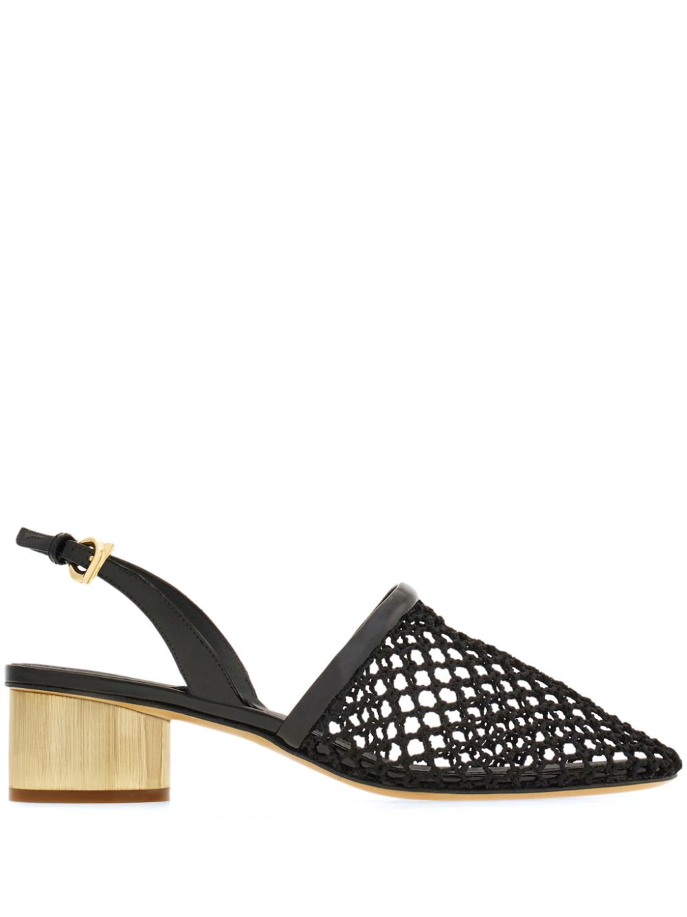 Ferragamo 40 mm mesh leren slingbacks Zwart