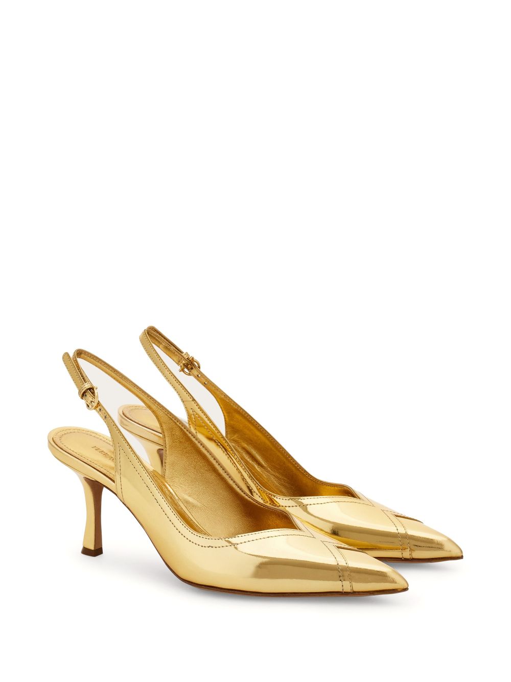 Ferragamo 70mm metallic-effect pumps - Goud