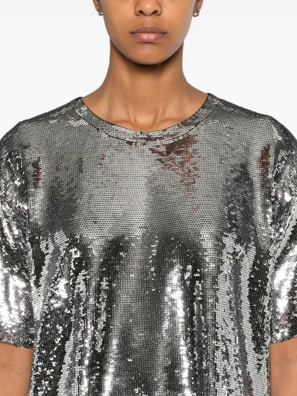 Michael Michael Kors Sequined Jersey T shirt Silver FARFETCH UK