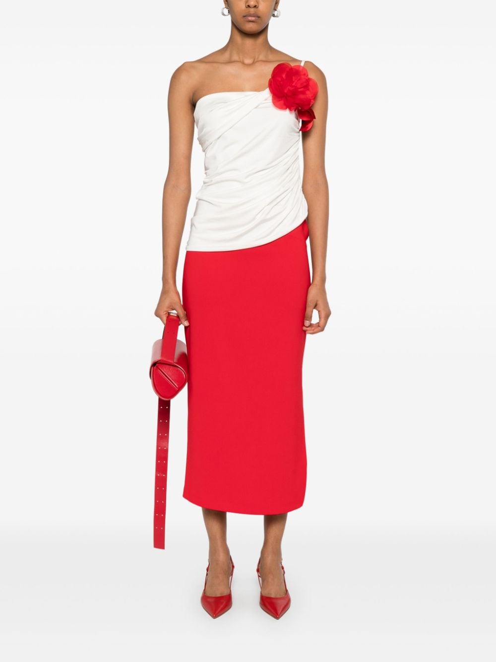 Magda Butrym one-shoulder draped top - Wit