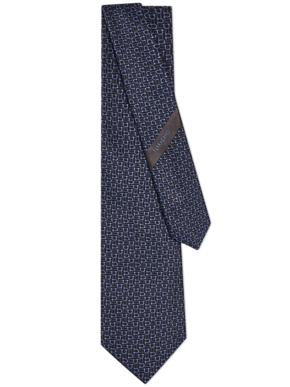 Ferragamo diagonal Gancini jacquard tie - Blue