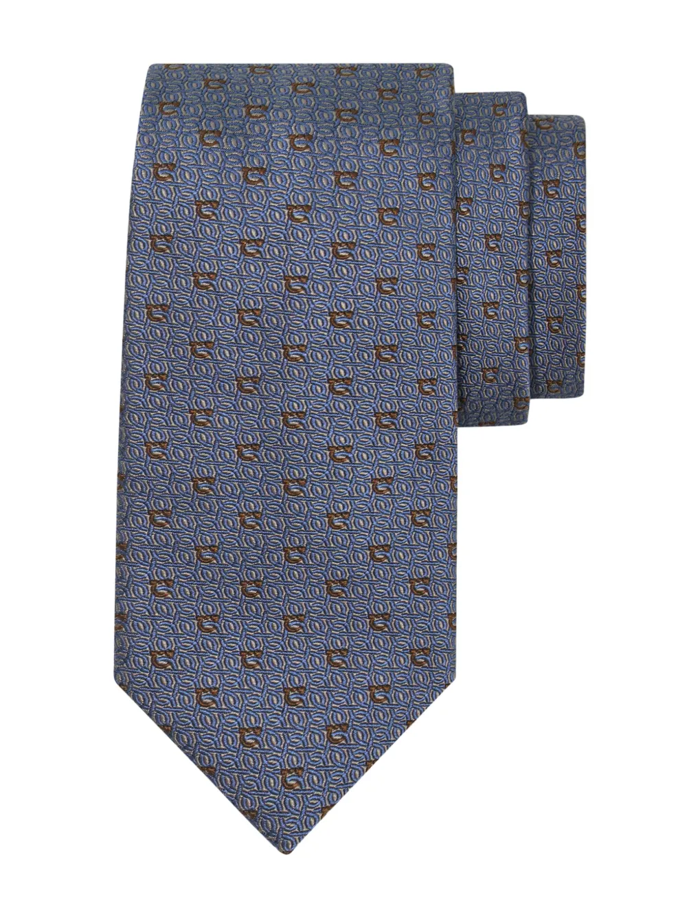 Ferragamo Stropdas met jacquard Blauw