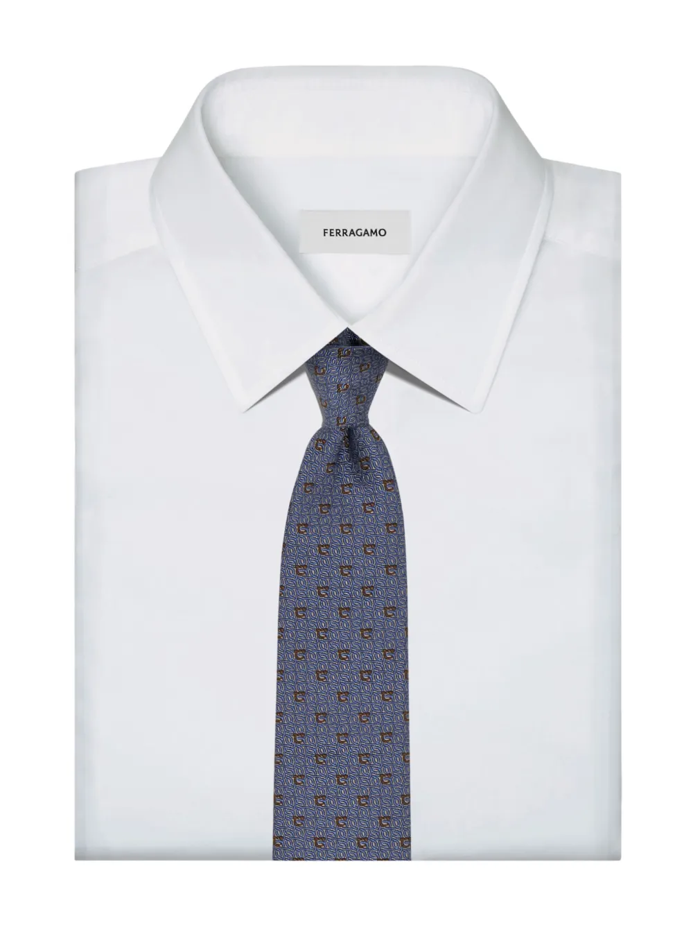 Ferragamo Stropdas met jacquard Blauw