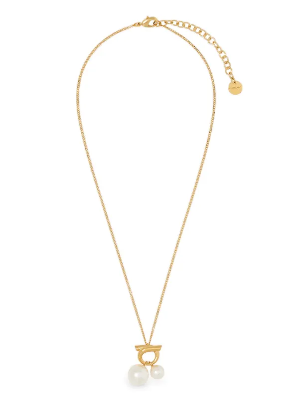 関送込☆Ferragamo☆フェラガモ☆パール付きネックレス☆人気 Ferragamo ダブルパール ネックレス | ゴールドトーン | FARFETCH JP