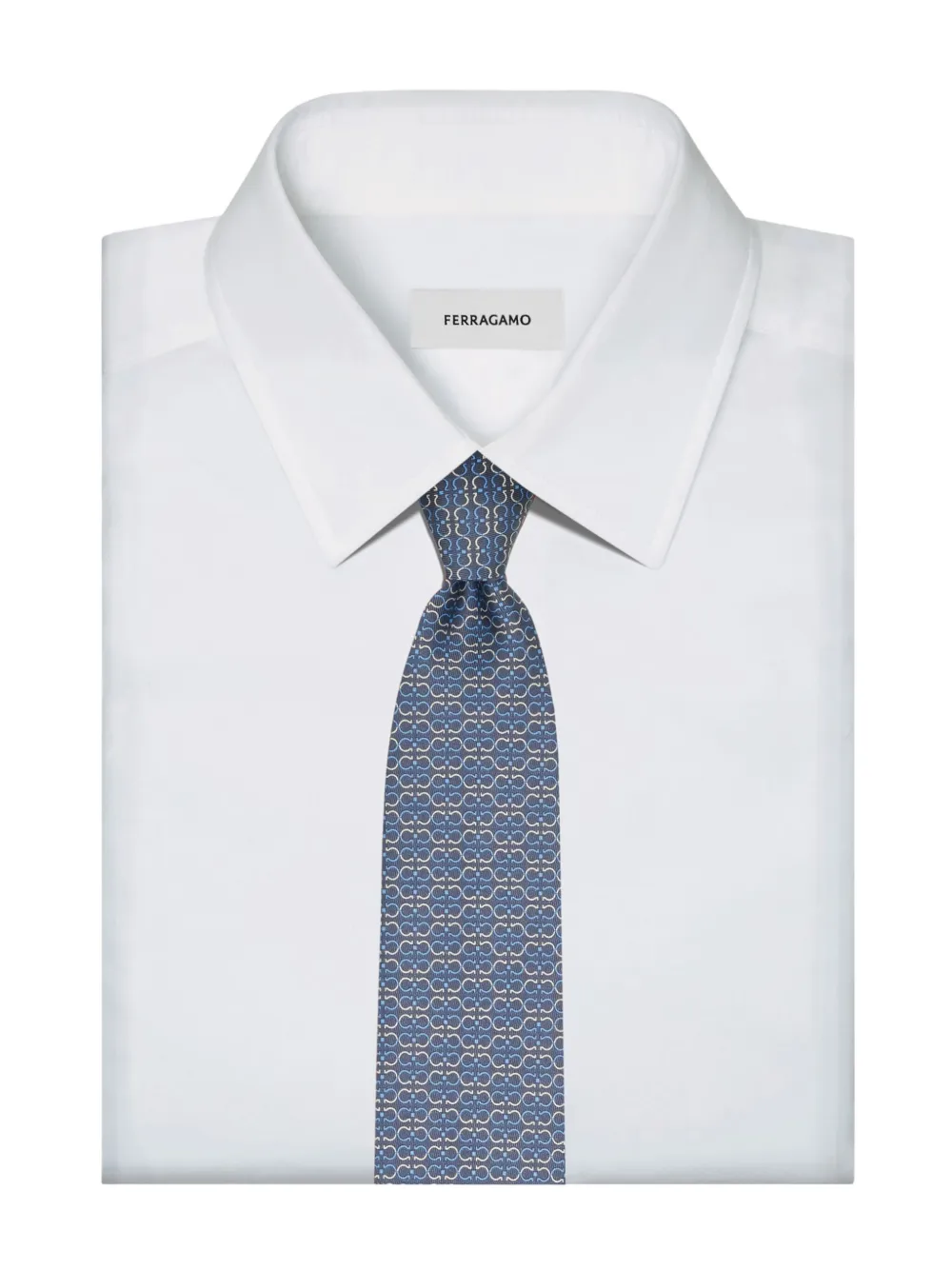 Ferragamo Stropdas met Gancini-print Grijs