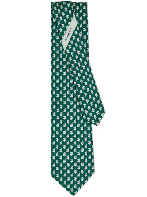 Ferragamo bulldog print tie