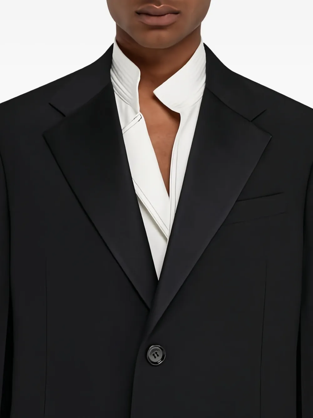 Ferragamo Satin-lapel Single-breasted Coat In Black