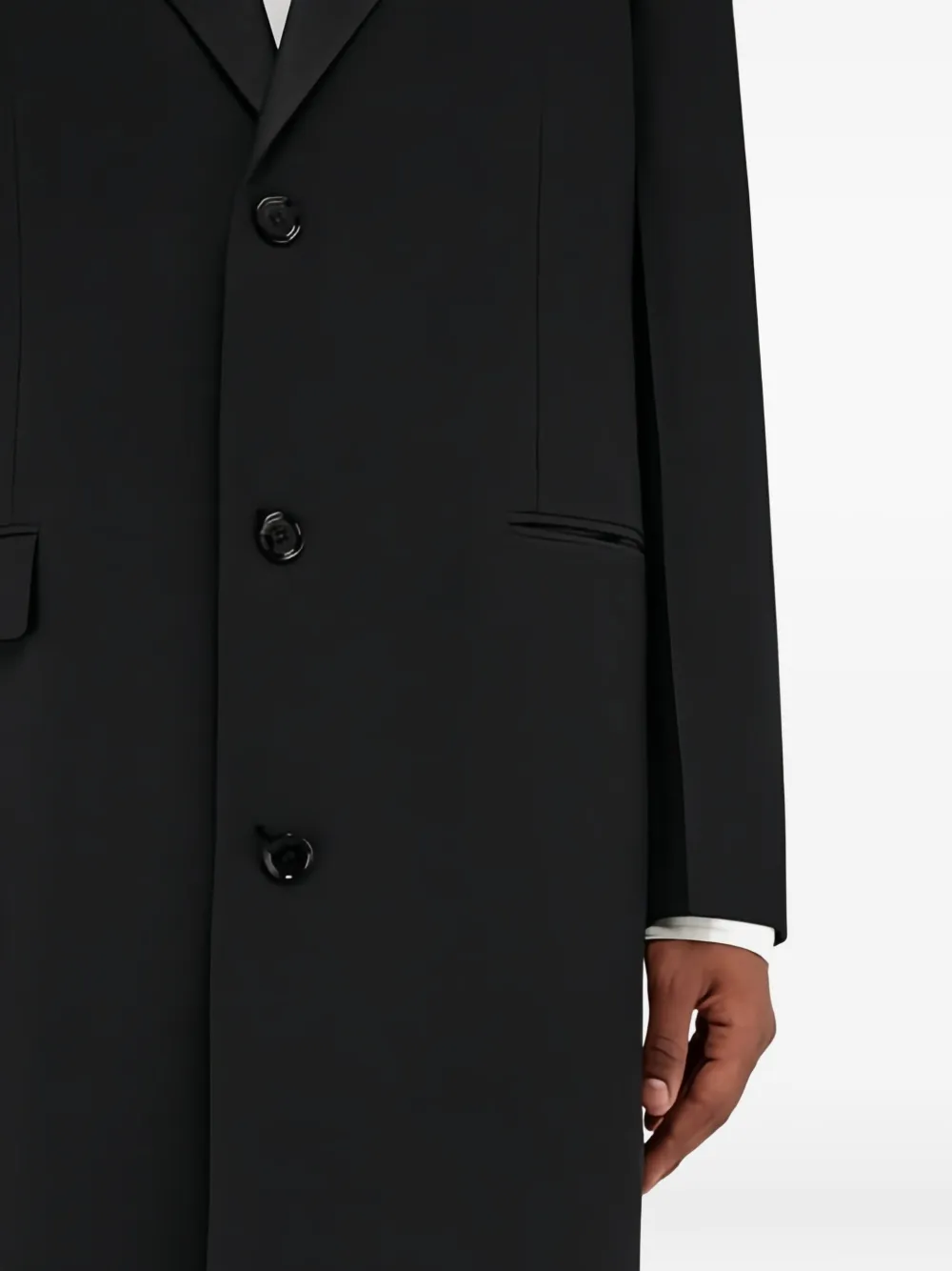 Ferragamo Satin-lapel Single-breasted Coat In Black