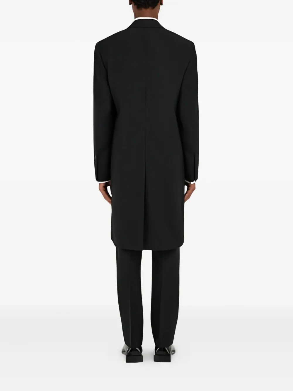 Ferragamo Satin-lapel Single-breasted Coat In Black
