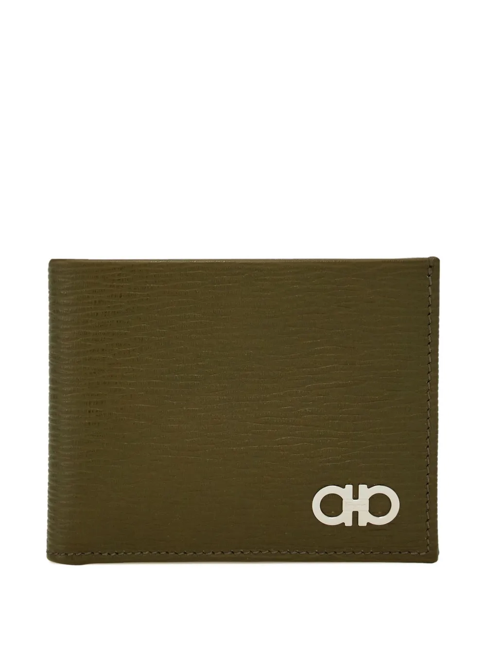 Ferragamo Gancini hammered leather wallet Groen